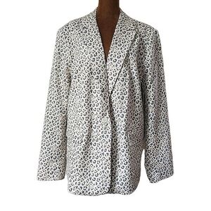 NWT Nine West Blazer Jacket Size‎ 16 Animal Print Denim Office Business Casual